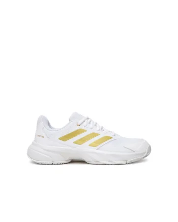 Pantofi tenis dama,  material textil/sintetic, alb/auriu, tehnologie Cloudfoam