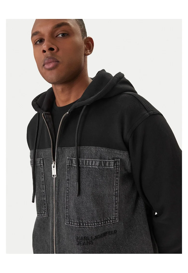 Geaca de blugi Barbati,  50% bumbac, 50% bumbac organic, Gri