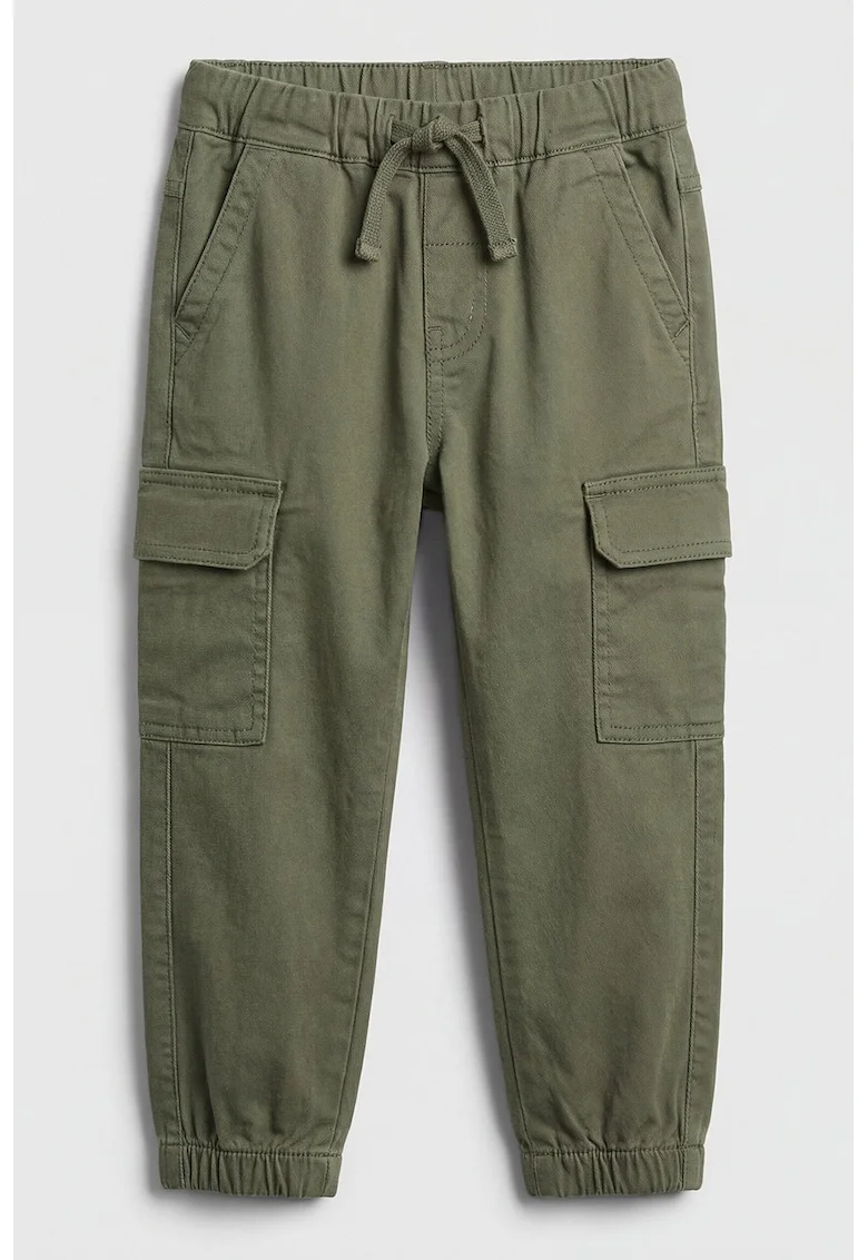 Pantaloni cargo cu talie ajustabila, Verde sparanghel