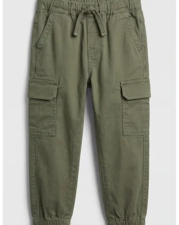 Pantaloni cargo cu talie ajustabila, Verde sparanghel