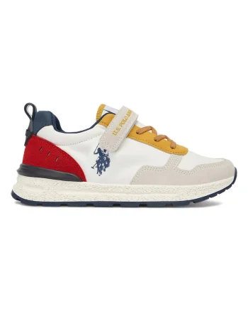 Adidasi Baieti, U S Polo Assn, material textil, Alb