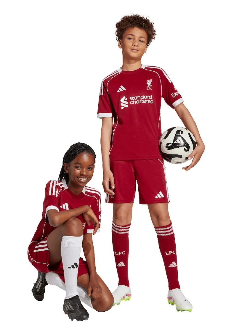 Pantaloni scurti cu broderie logo Liverpool, Rosu inchis/Alb optic