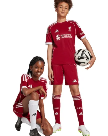 Pantaloni scurti cu broderie logo Liverpool, Rosu inchis/Alb optic