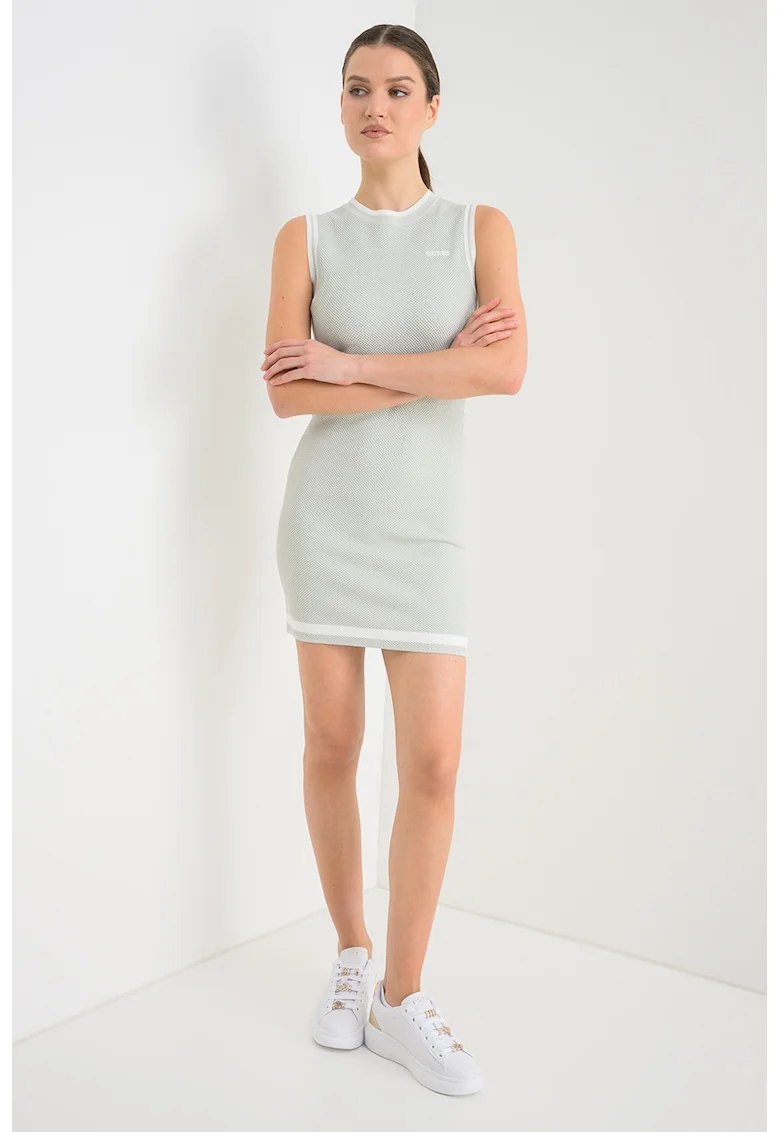 Rochie mini cambrata fara maneci, Verde pal