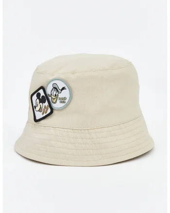 Palarie bucket cu aplicatie Mickey Mouse, Bej deschis