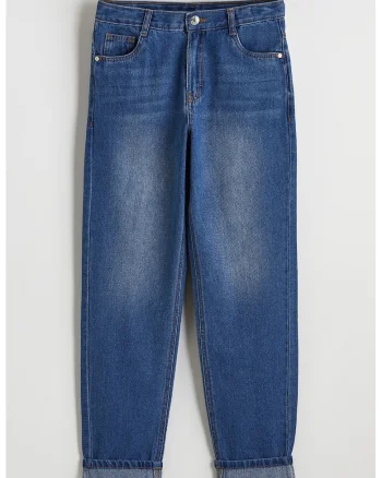 Blugi regular fit cu talie medie, Albastru