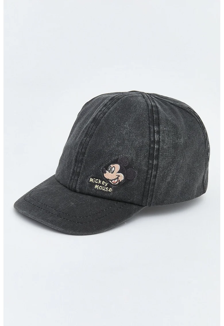 Sapca baseball din denim cu detaliu Mickey Mouse, Gri inchis melange