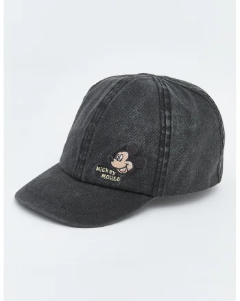 Sapca baseball din denim cu detaliu Mickey Mouse, Gri inchis melange