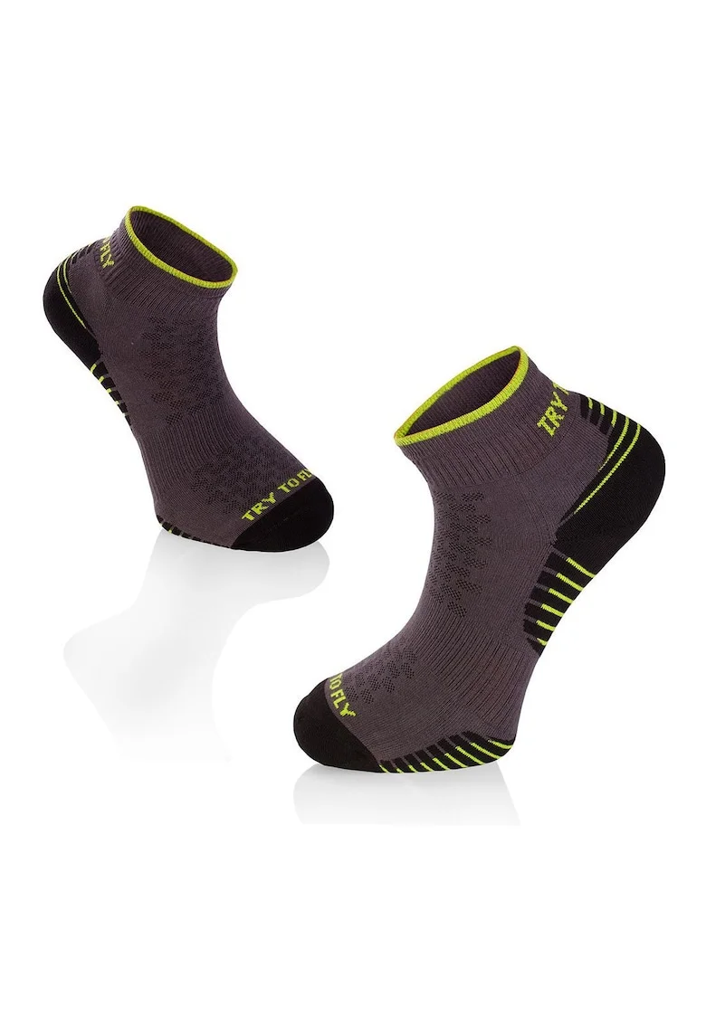Sosete scurte pentru alergat, din bumbac organic RUNNING ANKLE SOCKS Black Anthracite