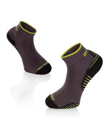 Sosete scurte pentru alergat, din bumbac organic RUNNING ANKLE SOCKS Black Anthracite