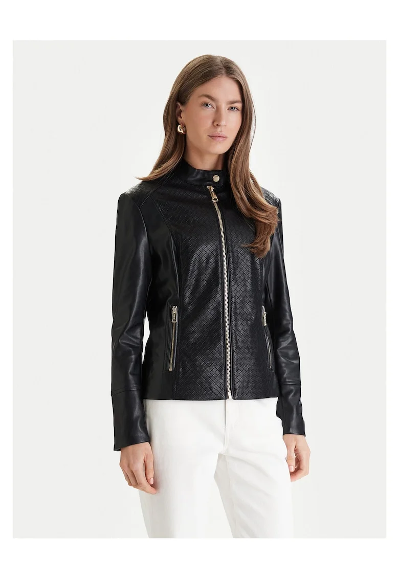 Geaca  neagra din imitatie de piele, Negru