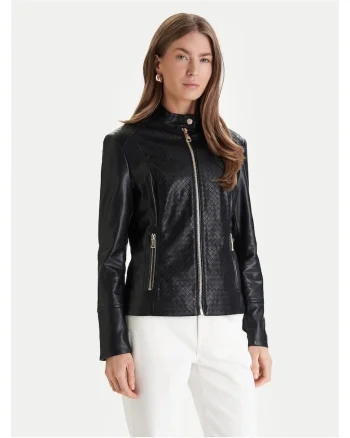 Geaca  neagra din imitatie de piele, Negru