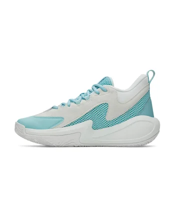 Pantofi mid-cut Curry 3Z 25 pentru baschet, Gri deschis/Turcoaz