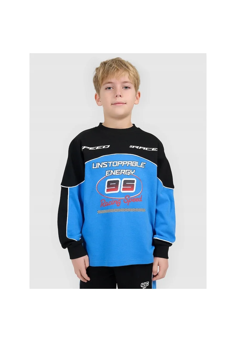 Bluza sport baieti JRSS26TSWSM2816-33S, 4F, Albastru/Negru