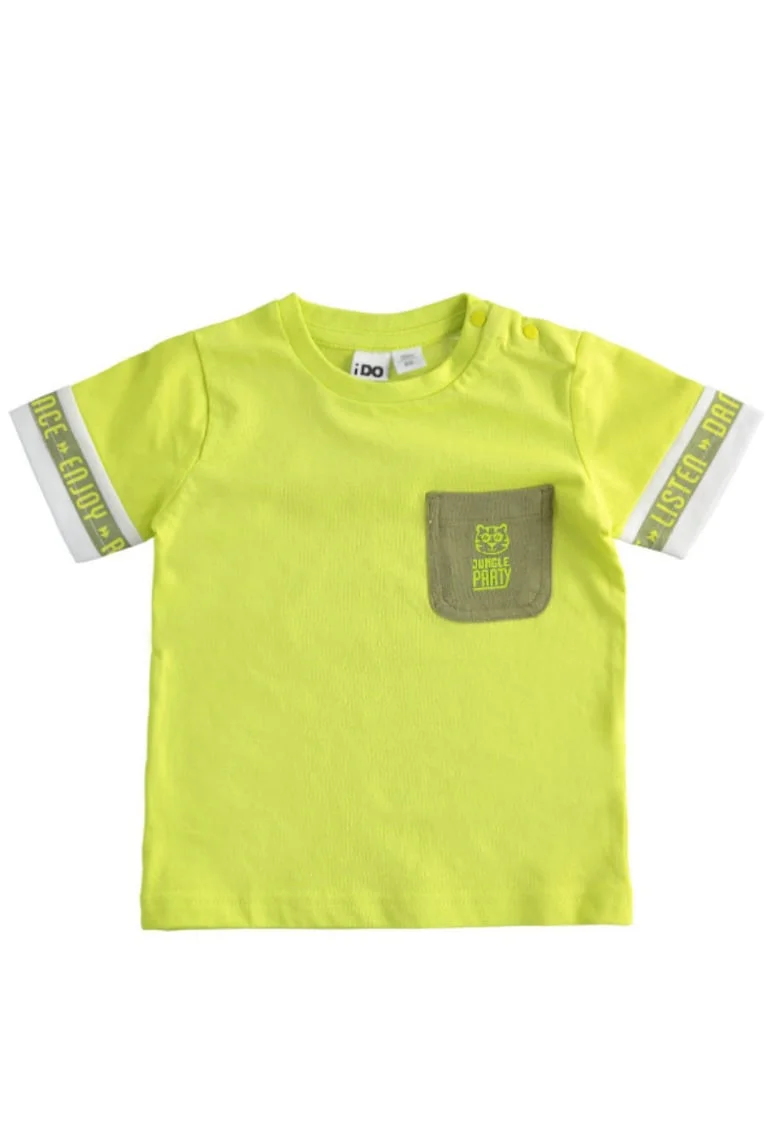 Tricou baieti iDO, bumbac 100%, verde neon, maneca scurta, Verde neon