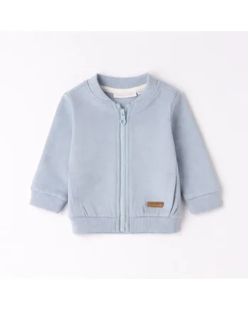 Hanorac tip bomber bebe baieti  cu fermoar din fleece cu interior periat Albastru deschis
