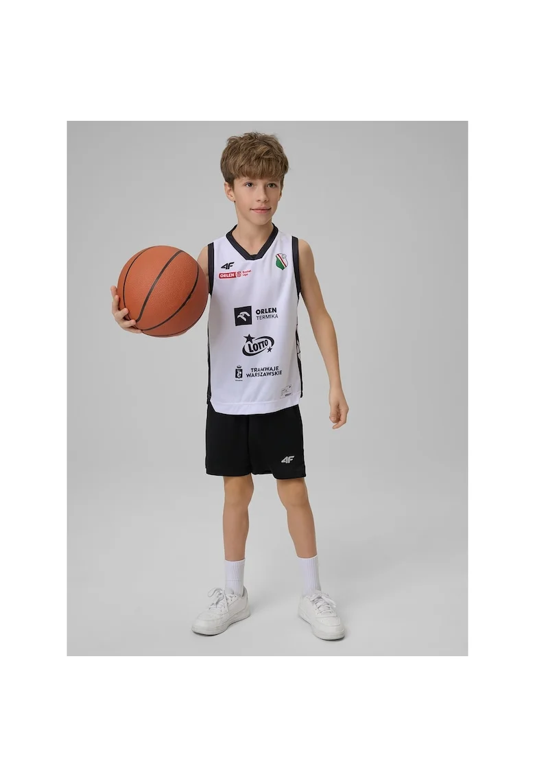 Tricou sport copii,  replica meci sezon 2025/26, alb, poliester