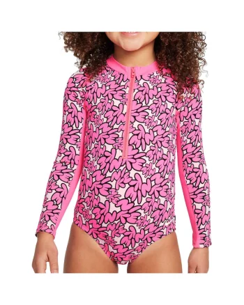 Costum de baie fete  Long Sleeve One Piece, Roz