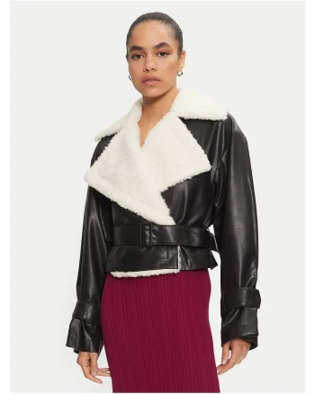 Geaca din imitatie de piele pentru femei  negru, Negru