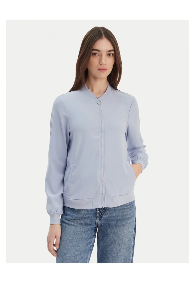 Geaca bomber dama,  fermoar, Albastru