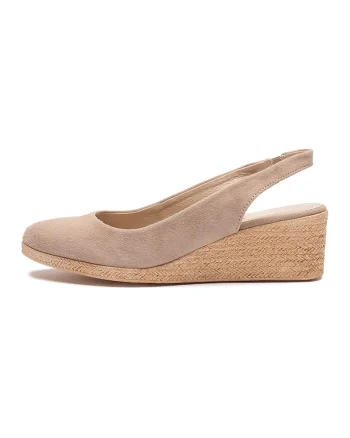 Espadrile wedge de piele intoarsa Megi, Bej deschis