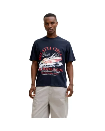 Tricou JACK &JONES Watercolour SS Crew Neck 58658, Albastru inchis