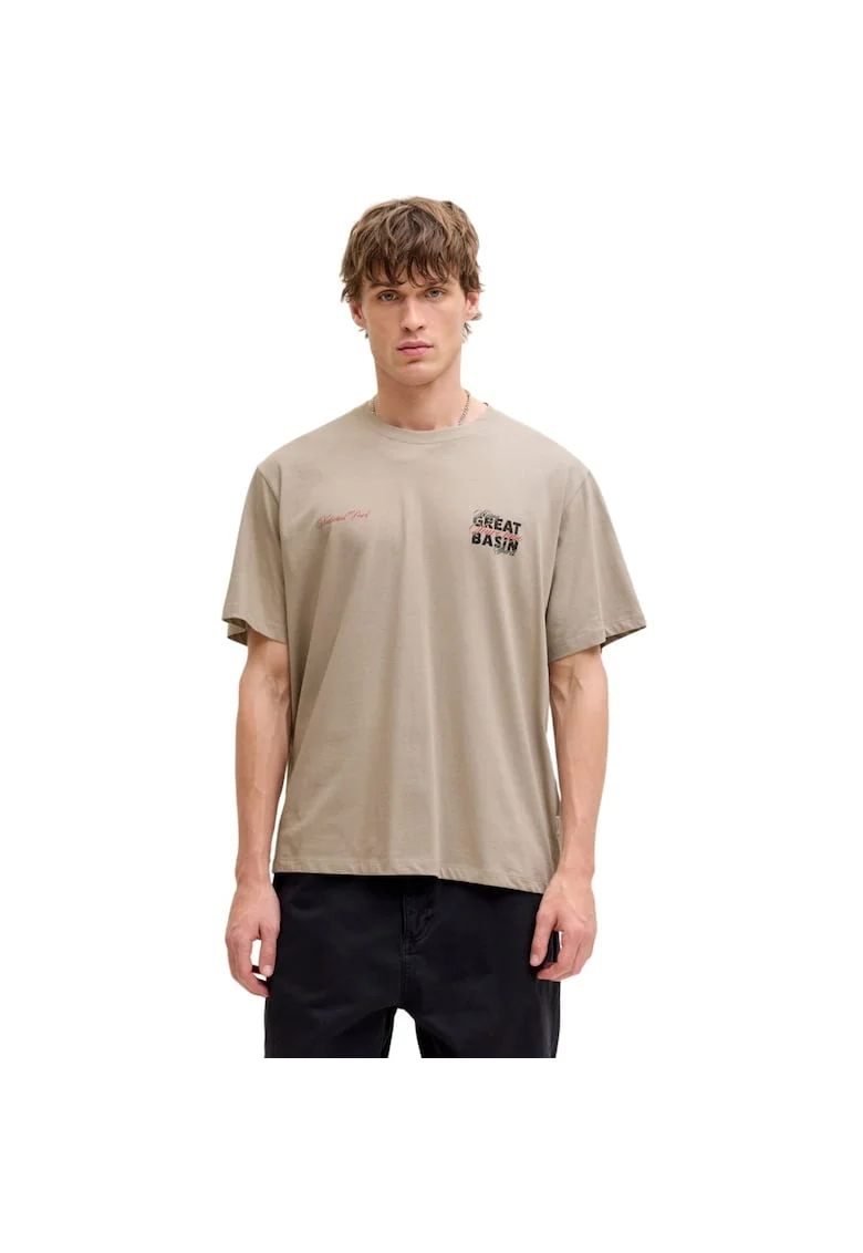 Tricou JACK &JONES Watercolour SS Crew Neck 58663, Kaki
