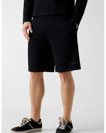 Pantaloni scurti de trening cu talie ajustabila, Negru stins/Argintiu