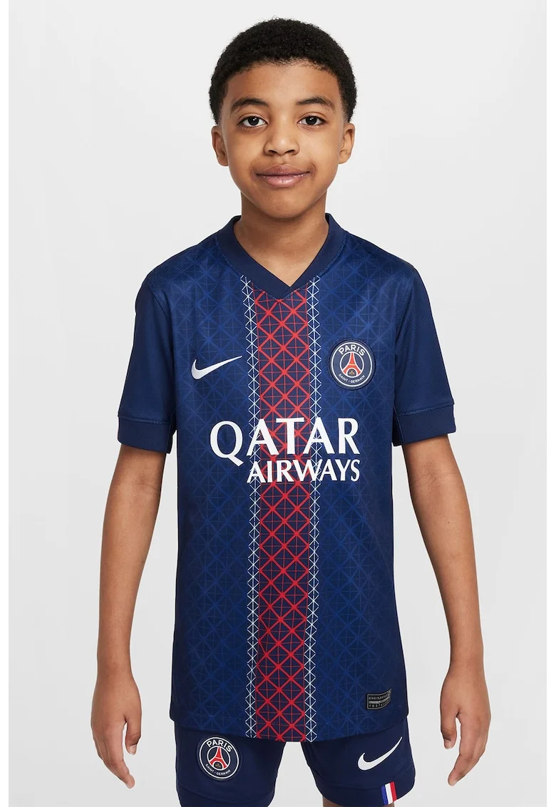 Tricou cu logo, pentru fotbal PSG, Rosu/Bleumarin