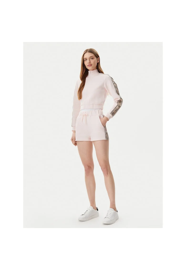 Bluza dama,  fermoar, roz, 51% bumbac, 49% poliester reciclat,