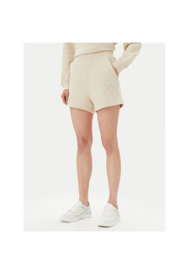 Pantaloni sport dama,  bej, 76% bumbac, 24% modal