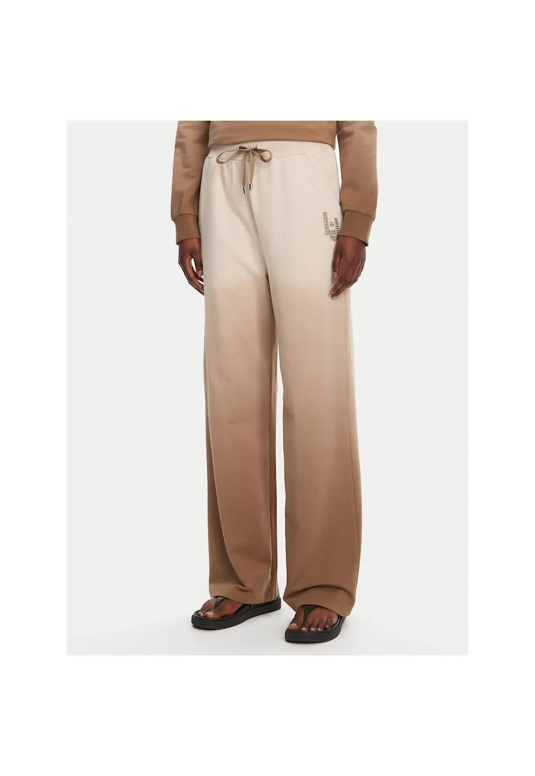 Pantaloni sport dama,  bumbac, bej, maro, Maro/Bej