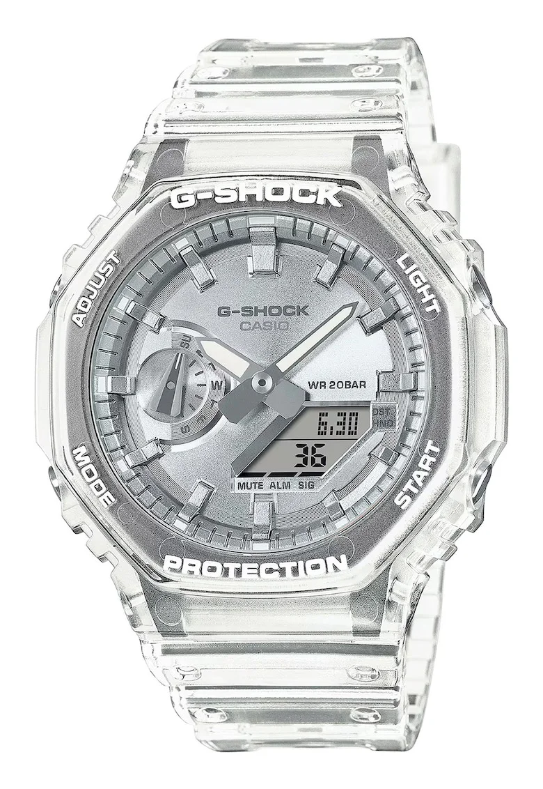 Ceas cu o curea din rasina G-Shock, Transparent