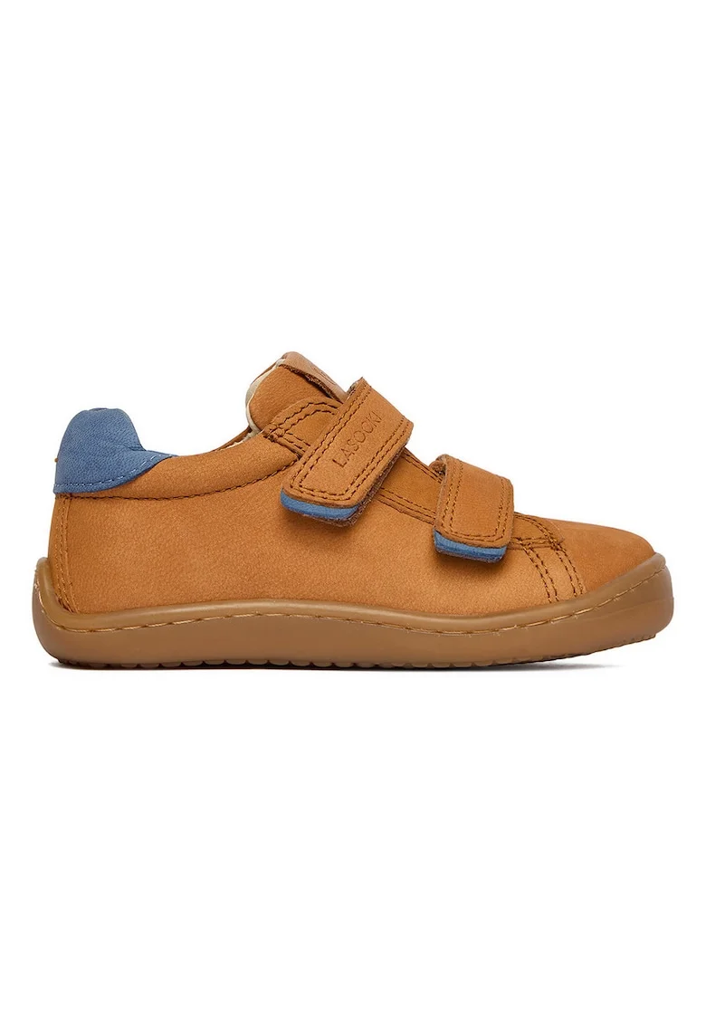 Pantofi sport copii,  piele naturala, maro/albastru, inchidere velcro