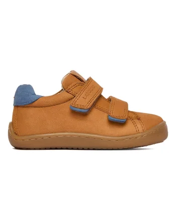 Pantofi sport copii,  piele naturala, maro/albastru, inchidere velcro