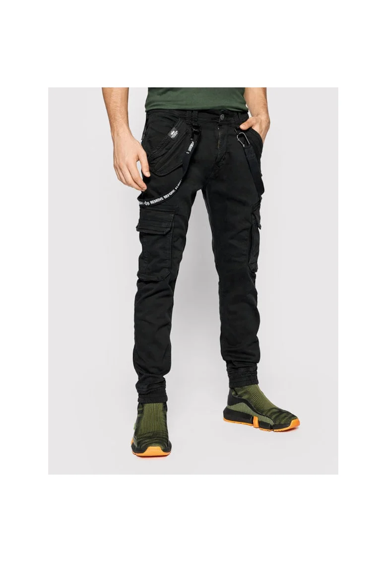 Pantaloni sport barbati,  bumbac, negru, 98% bumbac, 2% elastan, 36