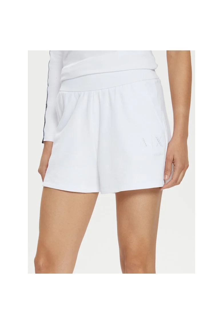 Pantaloni scurti sport dama,  bumbac, alb
