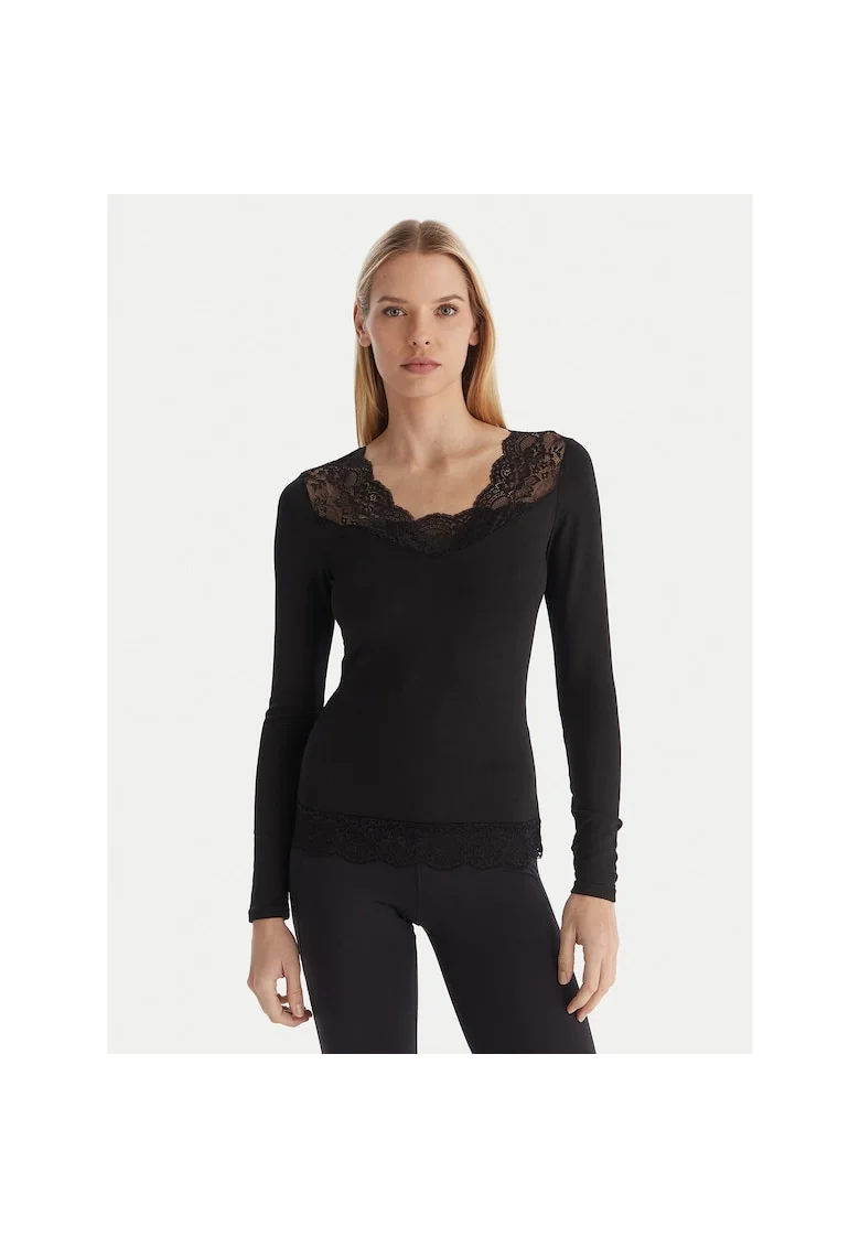 Bluza termoactiva dama,  negru, poliester