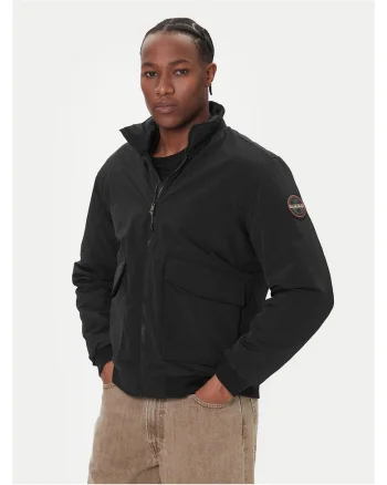 Geaca bomber barbati,  neagra, poliamida, cu fermoar,
