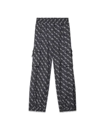 Pantaloni cargo fete,  Poliester, Negru/Alb