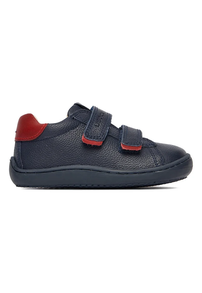 Pantofi sport copii,  piele naturala, inchidere velcro, bleumarin/rosu