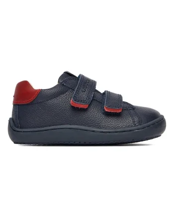 Pantofi sport copii,  piele naturala, inchidere velcro, bleumarin/rosu