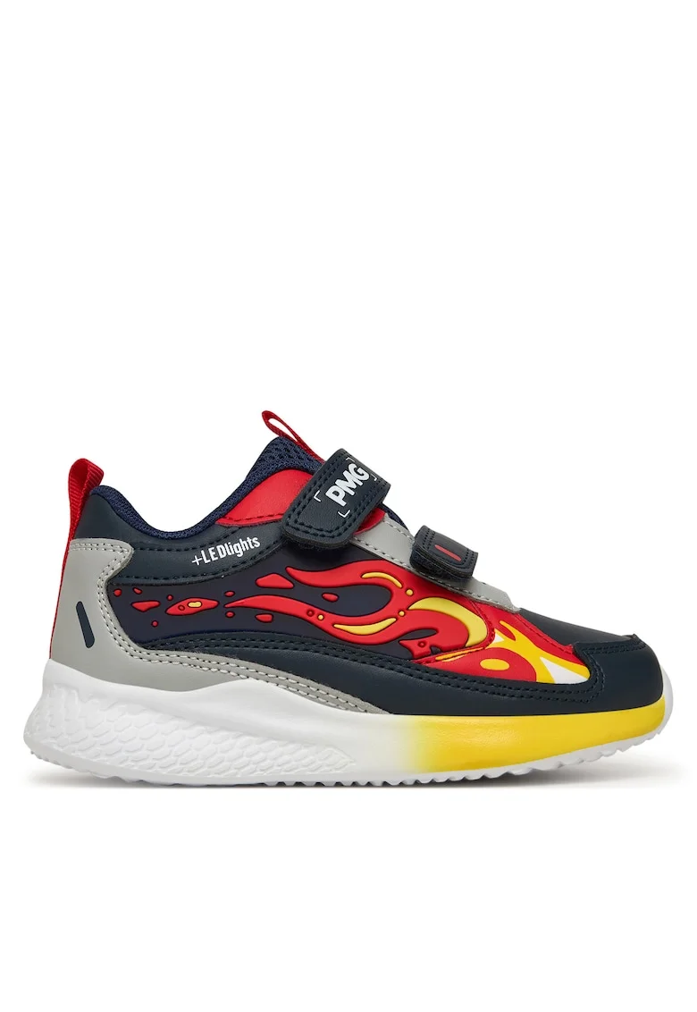 Pantofi sport copii,  albastru, piele ecologica, LED-uri intermitente,