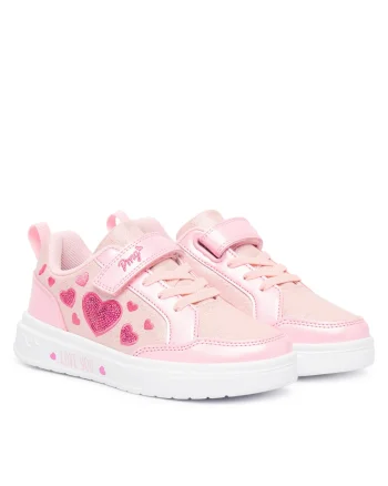 Pantofi sport copii,  velcro, roz, piele ecologica