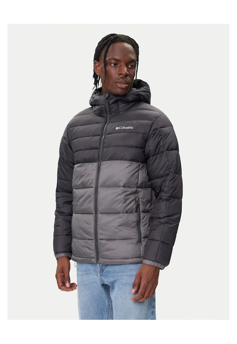 Geaca de iarna barbati,  gri, nylon, fermoar,