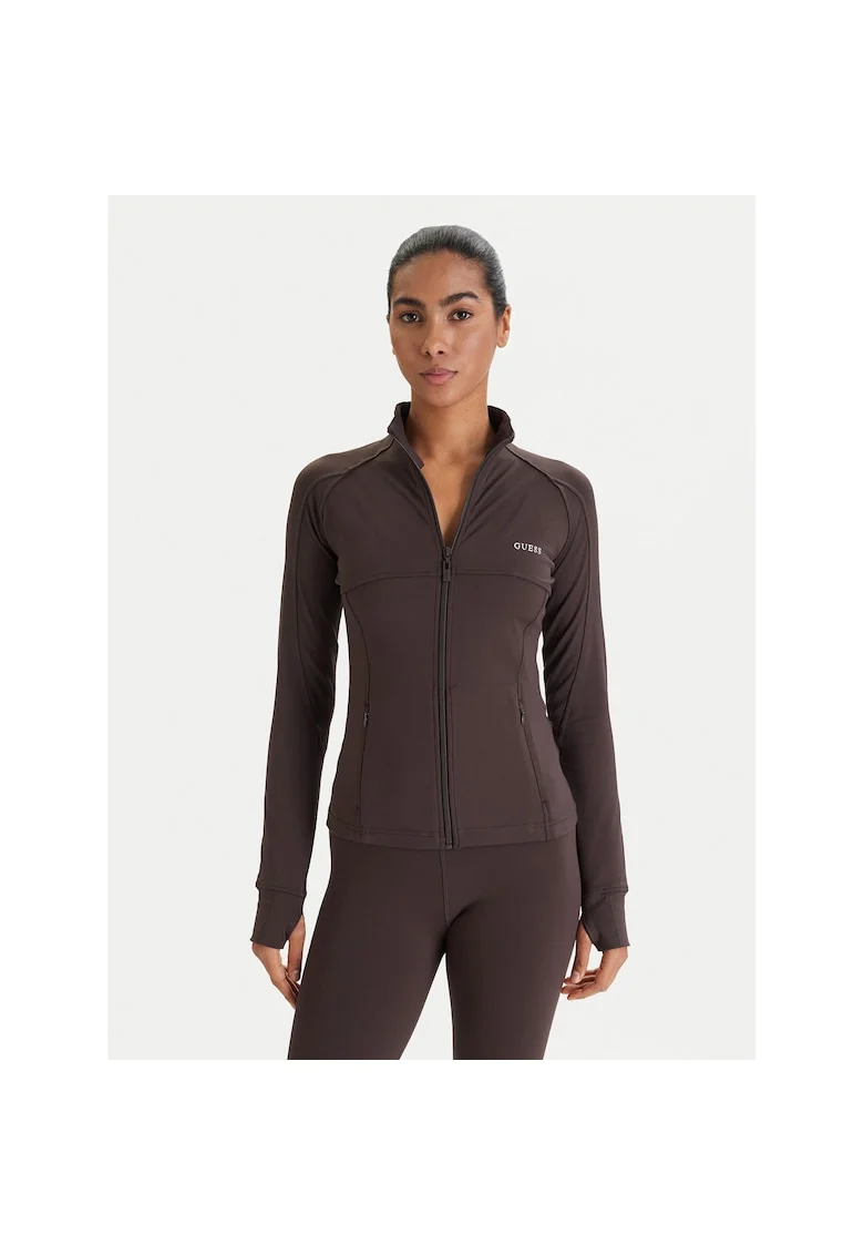 Bluza dama,  fermoar, maro, poliester,