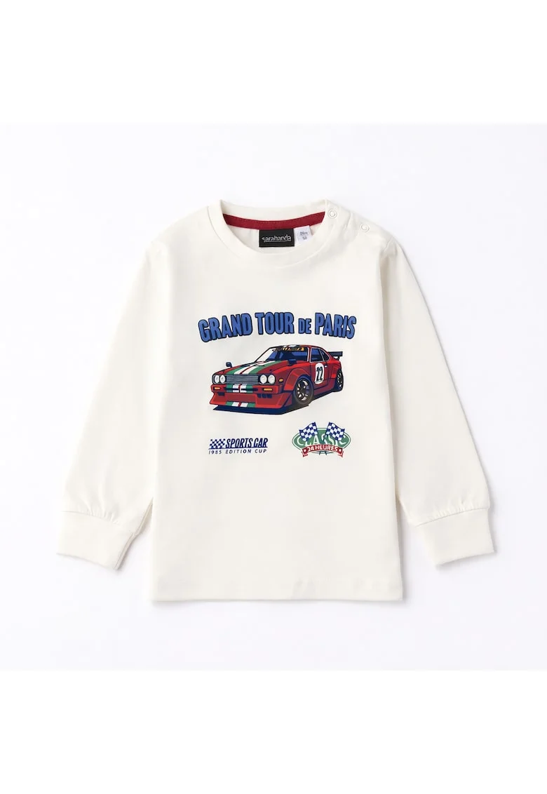 Bluza baieti  din bumbac 100% cu imprimeu masina sport „Grand Tour de Paris” maneca lunga