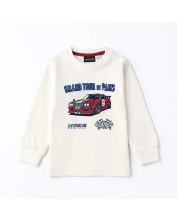 Bluza baieti  din bumbac 100% cu imprimeu masina sport „Grand Tour de Paris” maneca lunga