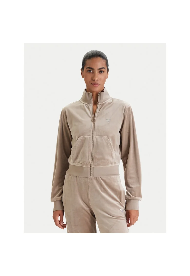 Bluza dama,  fermoar, bej, poliester,