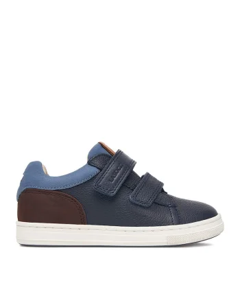 Pantofi sport copii,  piele naturala, maro/bleumarin